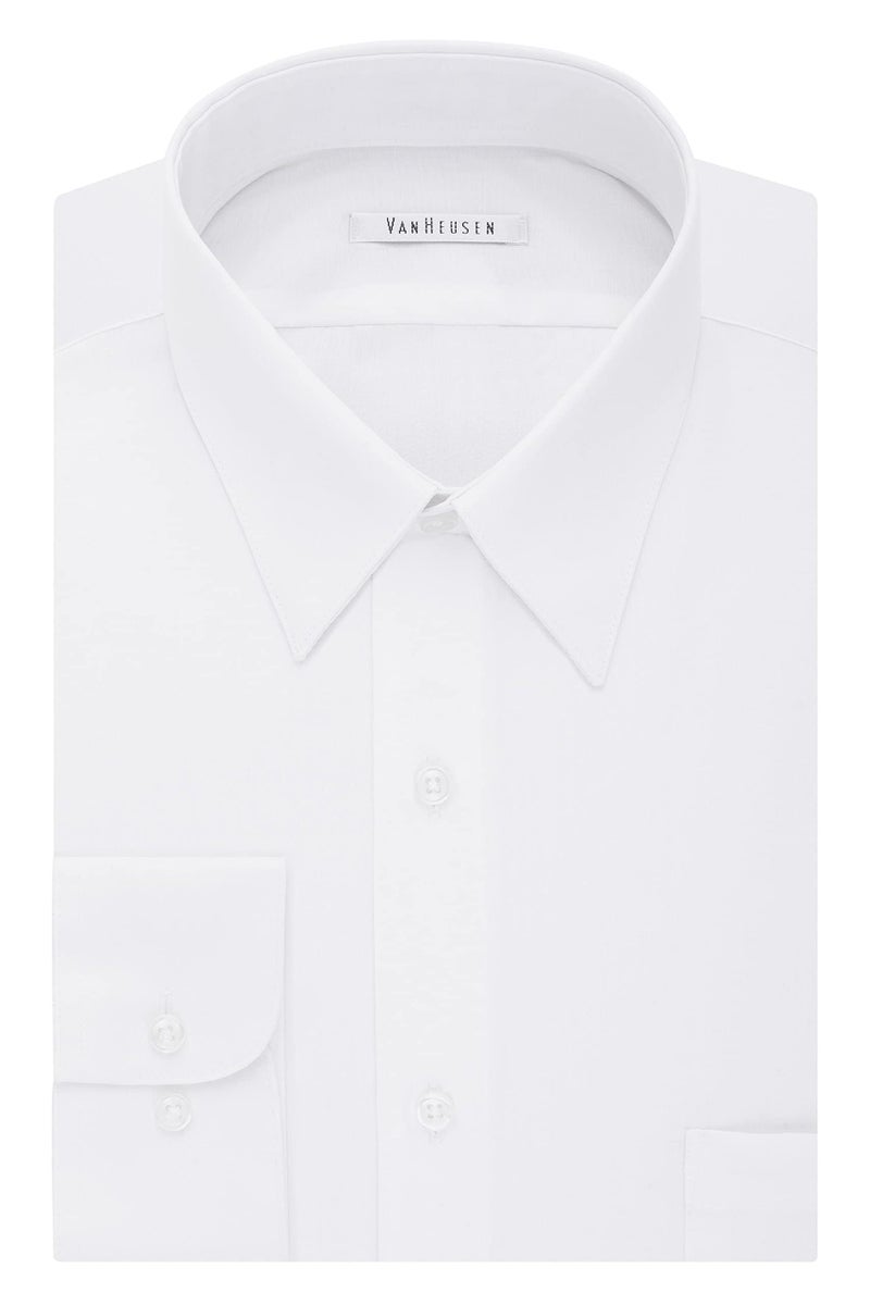Van Heusen Men's Tall Fit Dress Shirts Poplin, White, 18.5" Neck 35"-36" Sleeve (XX-Large) - Image 3